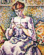 Lucie Cousturier Woman Crocheting oil painting on canvas